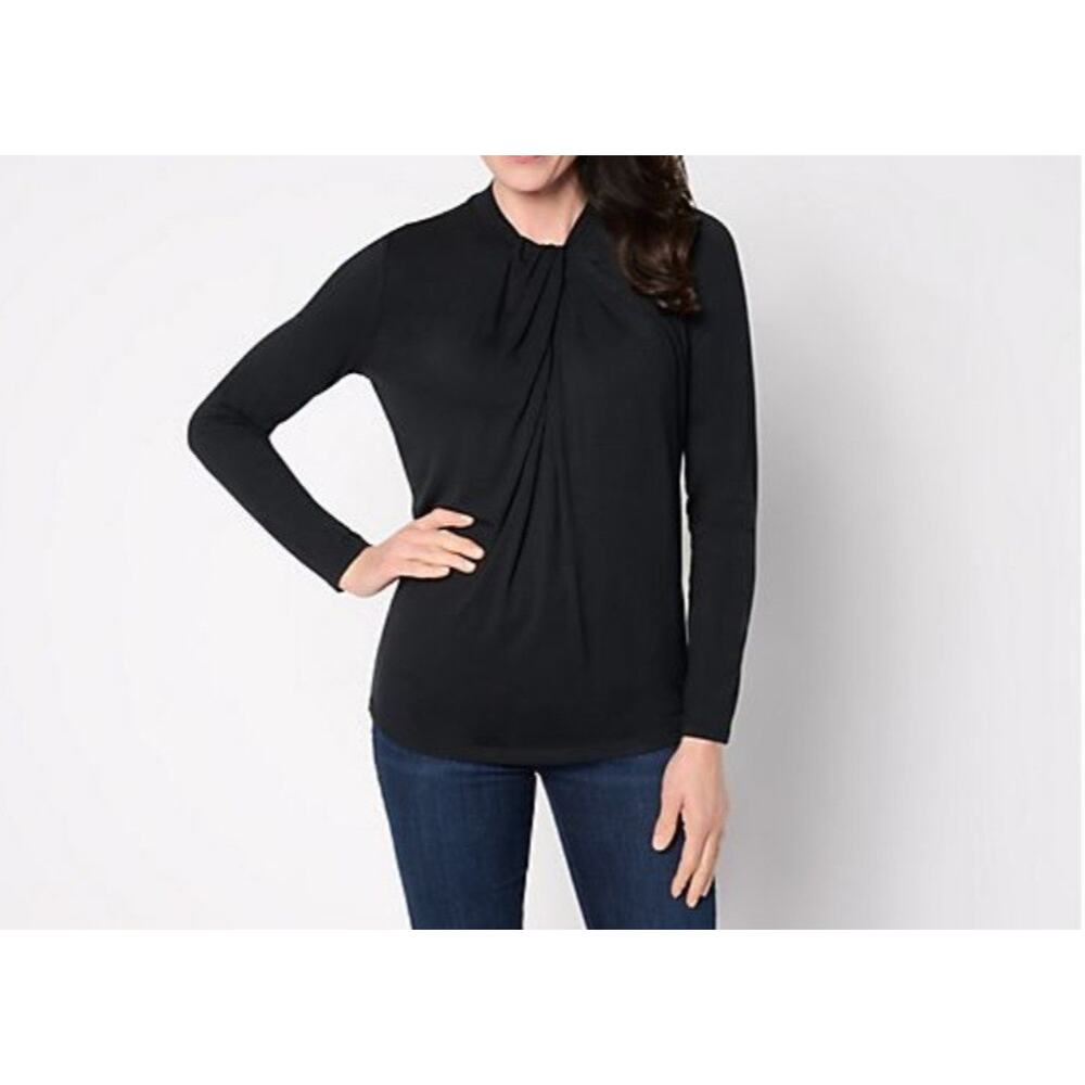 Beautiful Size XS Black Twisted Neckline Knit Top A667173 NWOT